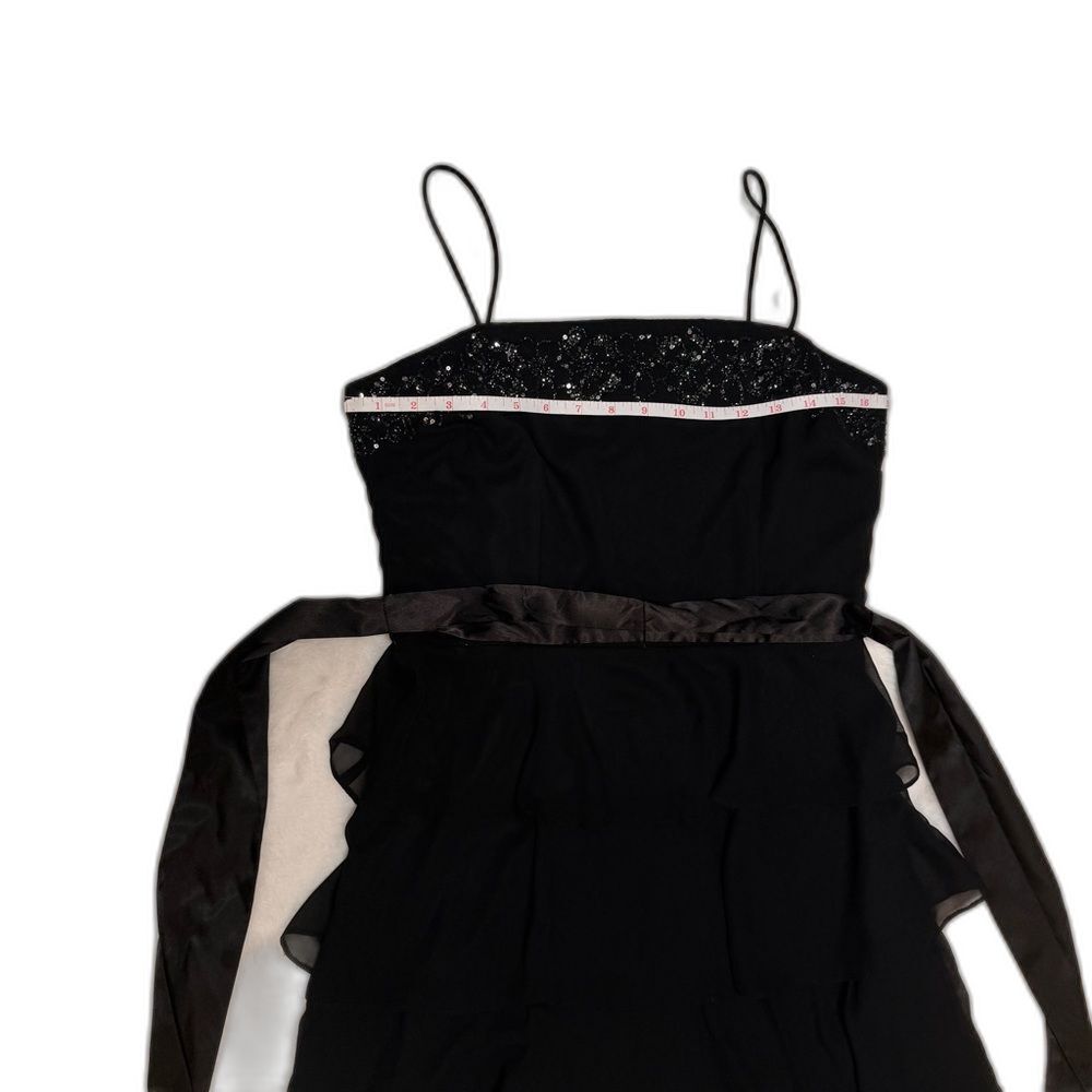S.L. Fashions Vintage Black Beaded Sequin Cocktail Dress Chiffon LBD Size 8 - Picture 6 of 11